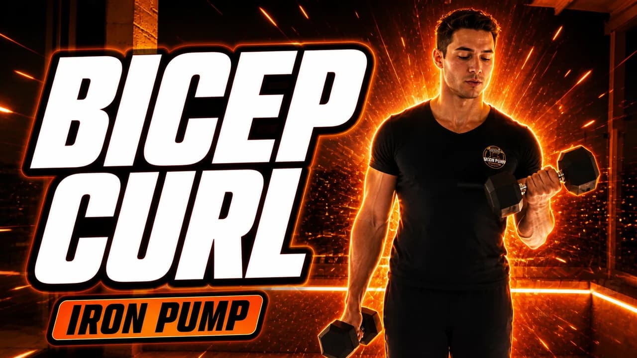 Coach Chaim demonstrating a dumbbell bicep curl in Power20 Iron Pump